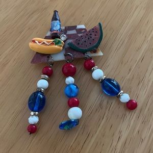 Vintage soda watermelon hotdog brooch